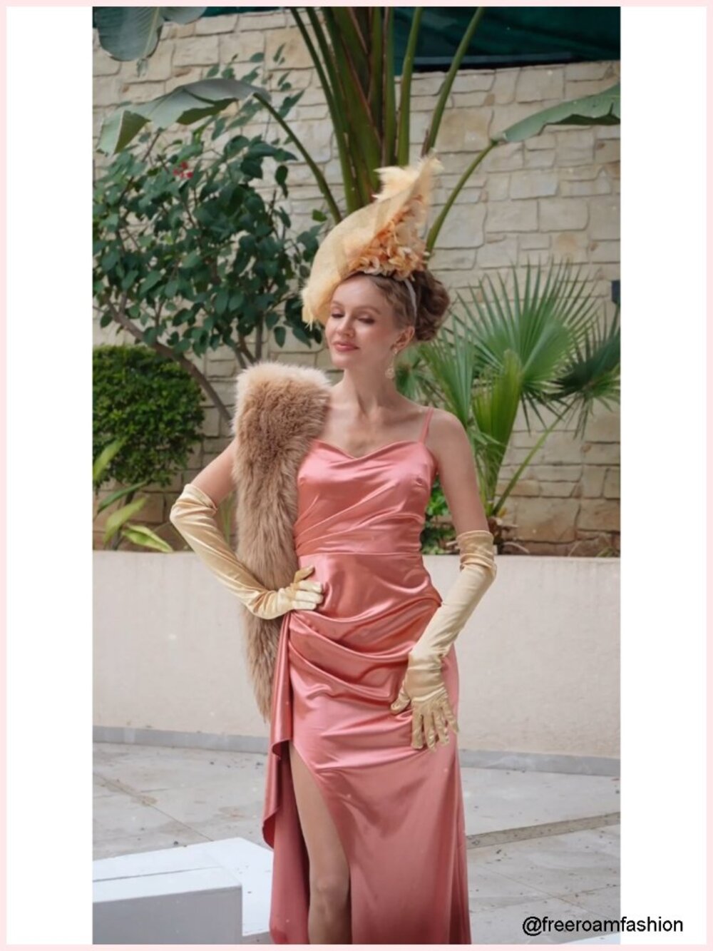 Sexy Ruffle Split Satin Mermaid Evening Maxi Dress with Spaghetti Strap - Picture 6 of 6